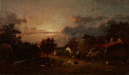 Village Scene, Sunset, c.1870